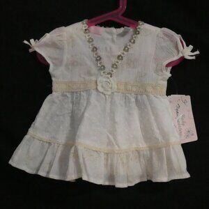 BABY HEADQUARTERS White Floral Lace Baptism Christening Dress - 12 Months